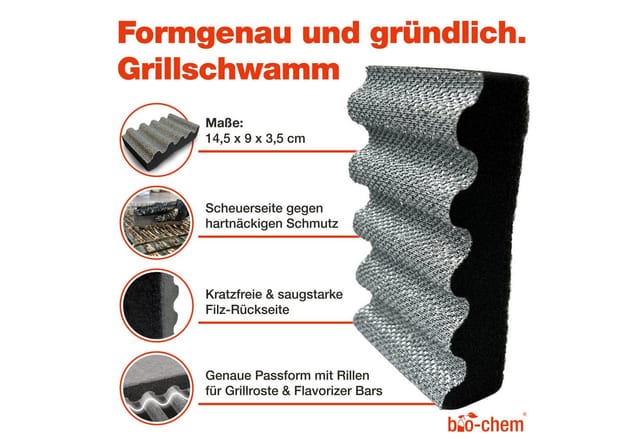 bio-chem BBQ Cleaner Grillreiniger (Sparpaket, [- Fettlöser 0.75 l Handsprayflasche + Zubehör Materialschonend & lebensmittelecht)
