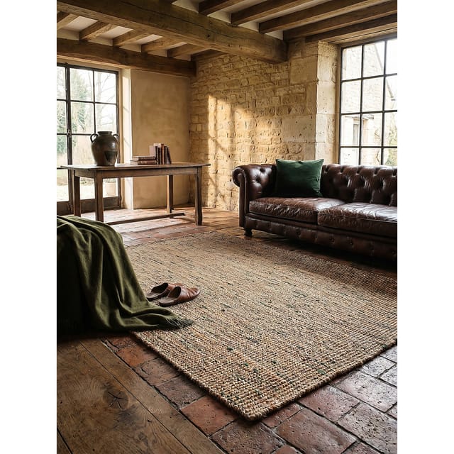 Wollteppich Boho Natur-Grün 200 x 290 cm - ERME Kadima Design