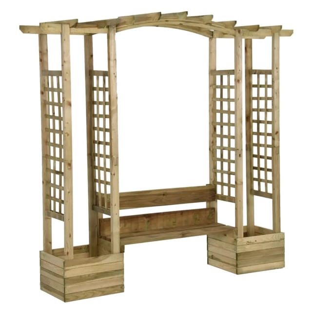 Vidaxl - Garten-pergola Mit Bank Pflanzkübeln Kiefernholz Imprägniert