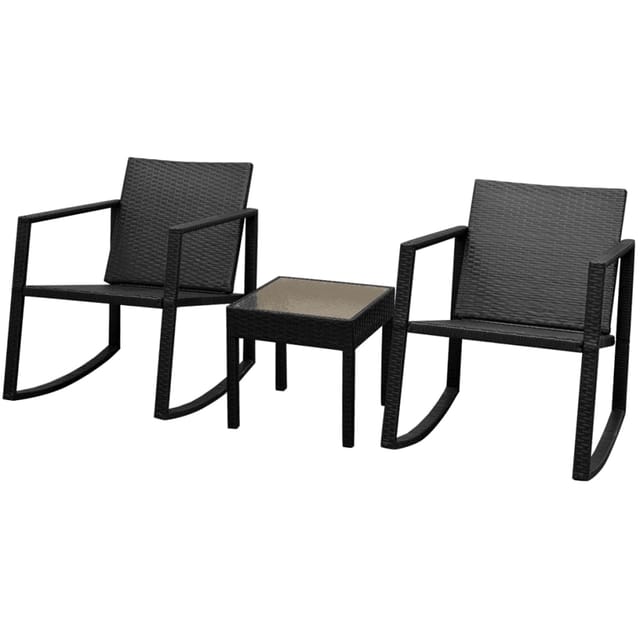 3-tlg. Bistro-set Poly Rattan Schwarz Vidaxl