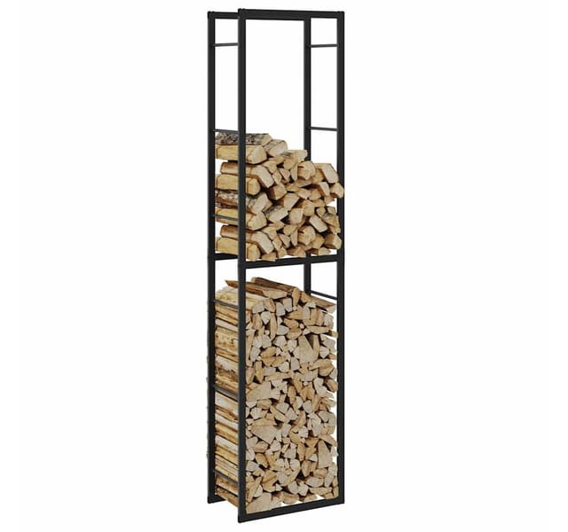 Brennholzregal Schwarz 50x30x209 Cm Stahl Vidaxl