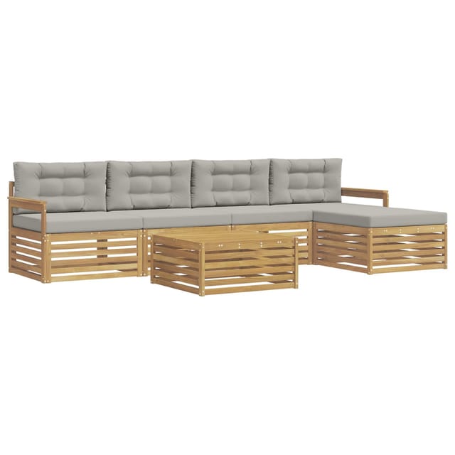 vidaXL Outdoor-Sofagarnitur 7-Tlg Weiß und Hellgrau Polyester 3390351