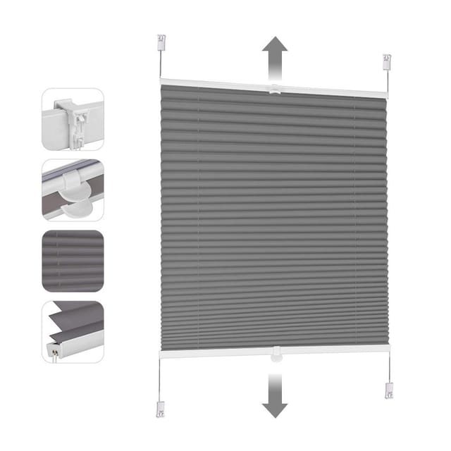 Sekey Plissee Faltrollo Klemmfix ohne Bohren Dunkelgrau 115x130cm
