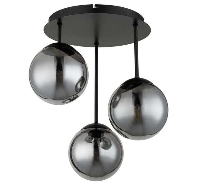 Deckenlampe Deckenleuchte Wohnzimmerlampe Rauchoptik Schwarz Metall Glas H 40 Cm