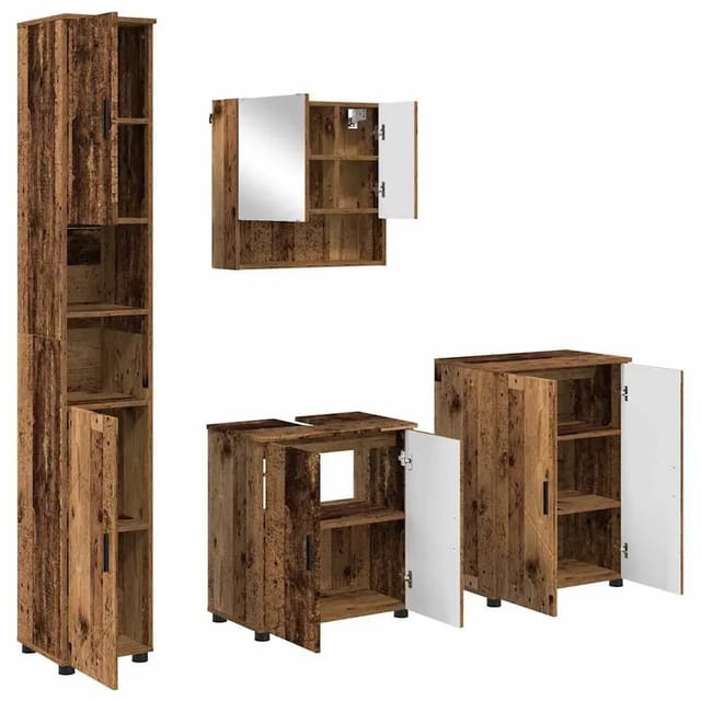 Badezimmermöbel-set 4 Pcs Altholz Holzwerkstoff & Metall Vidaxl