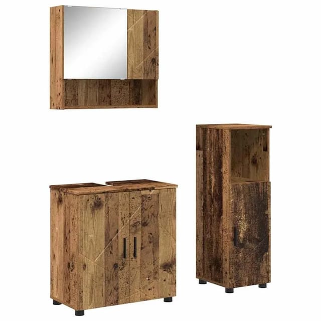 Badezimmermöbel-set 3 Pcs Altholz Holzwerkstoff & Metall Vidaxl
