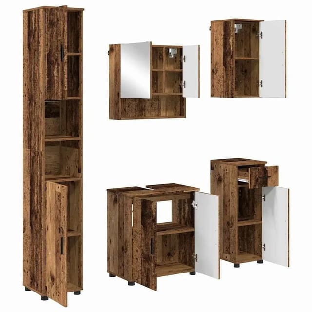 Badezimmermöbel-set 5 Pcs Altholz Holzwerkstoff & Metall Vidaxl