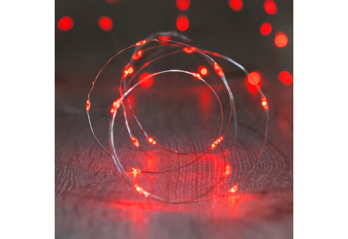 Batteriebetriebene 20er Mikro-LED-Lichterkette in Rot Bild 2