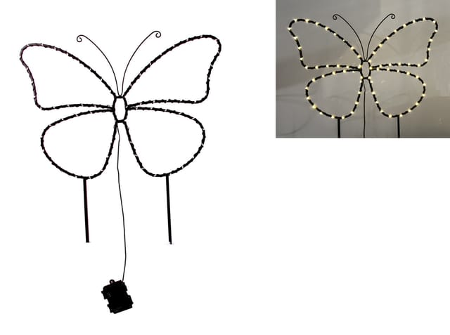 TrendLine LED-Stecker Schmetterling Eisen 67 x 59 cm schwarz warmweiß
