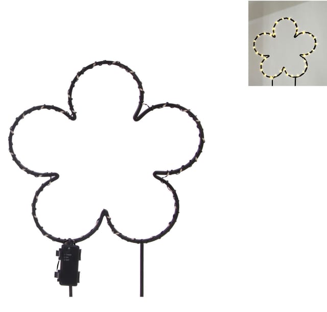 TrendLine LED-Stecker Blüte Eisen 58 x 39 cm schwarz warmweiß