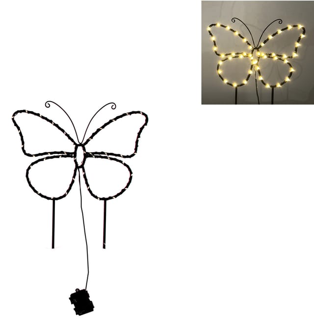 TrendLine LED-Stecker Schmetterling Eisen 49 x 39 cm schwarz warmweiß