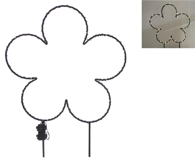 TrendLine LED-Stecker Blüte Eisen 82 x 59 cm schwarz warmweiß