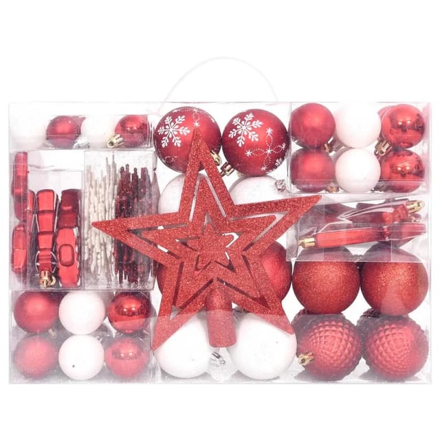 vidaXL 108-tlg. Weihnachtskugel-Set Rot und Weiß