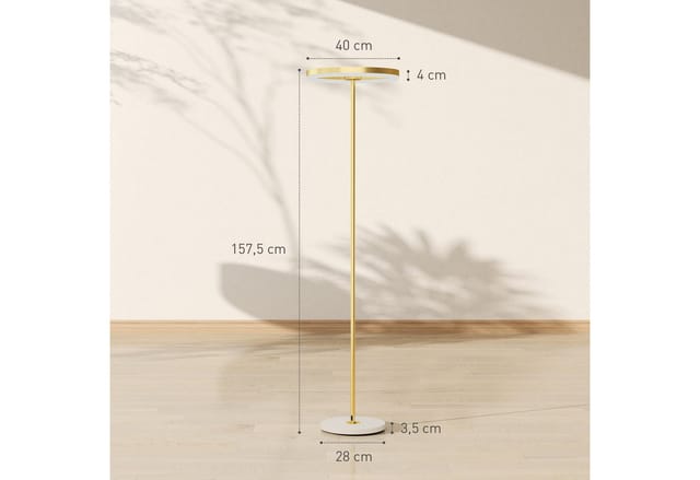 HOMCOM Stehlampe Metall Acryl 40L x 40B x 157,5H cm Gold