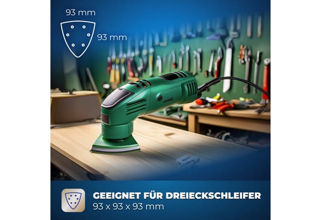 S&R Schleifdreieck Schleifpapier Profi Set 93 mm x 93 mm für professionellen Einsatz, (Set, 60 St., Je 10x P40, P60, P80, P120, P180 und P240), für Metalle, NE-Metalle, Stahl und Legierungen, Holz, Kunststoffe