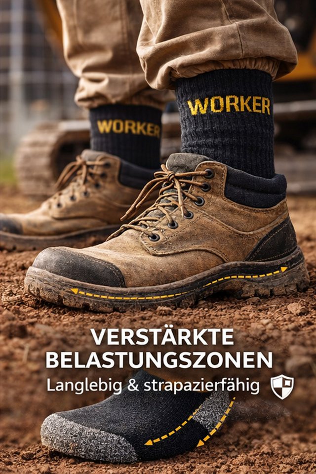 Fashionschmiede Arbeitssocken Arbeitssocken Herren 5er-15er Pack Baumwolle WORK Socken verstärkt (Spar-Set, 5-Paar, 5er-Pack) Robuste Work Socken mit Komfortbund & verstärkter Sohle Bild 2