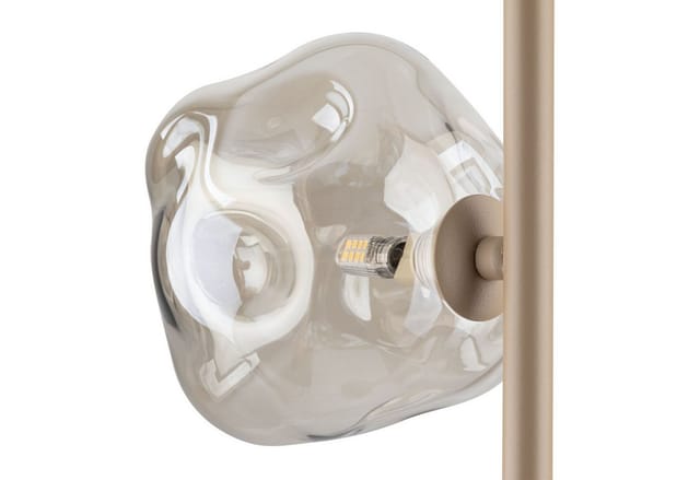 Licht-Erlebnisse Stehlampe UMERA, ohne Leuchtmittel, Metall Rauchglas G9 151 cm Beige Cognac 3-flammig Modern