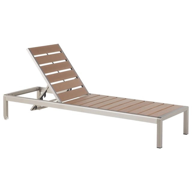 Beliani - Gartenliege Braun Silber Kunstholz Aluminium Verstellbar Modern Terrasse Balkon