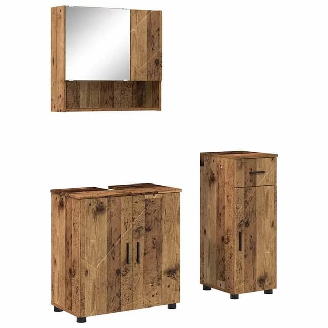 Badezimmermöbel-set 3 Stk. Altholz 61 X 35 X 64 Cm Vidaxl