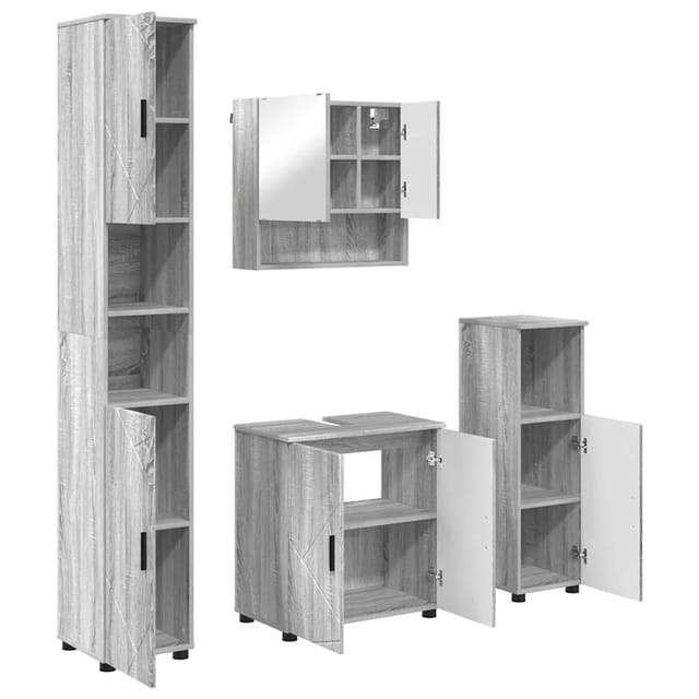 Badezimmermöbel-set 4 Stk. Graues Sonoma 61 X 35 X 64 Cm Vidaxl