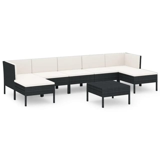 vidaXL 8-tlg Garten-Lounge-Set mit Auflagen Poly Rattan Schwarz Modell 32