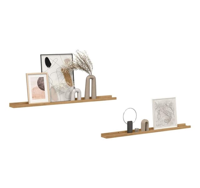 vidaXL Wandregal mit Regal 2 Stk Braun 100 x 9 x 3 cm Holzwerkstoff 42020014