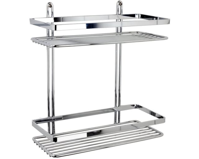 Euroshowers Duschablage Gitterrost Satin Gerade 2 Etagen Chrom 26 cm