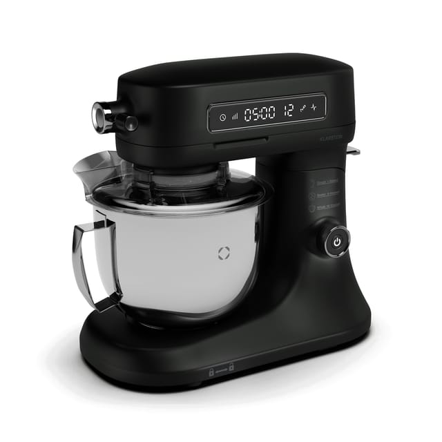 Chiara Küchenmaschine 1600 Watt 12 Stufen Edelstahlschüssel LCD-Display inkl. Zubehör Schwarz