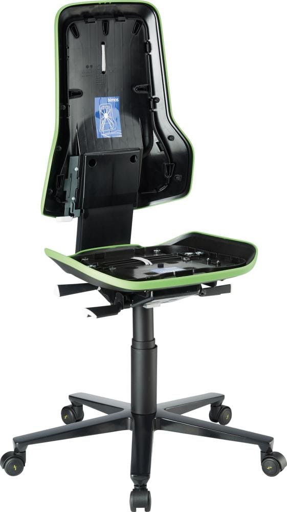 Basisstuhl ESD NEON 2 mit Rollen, Permanentkontakt, grün