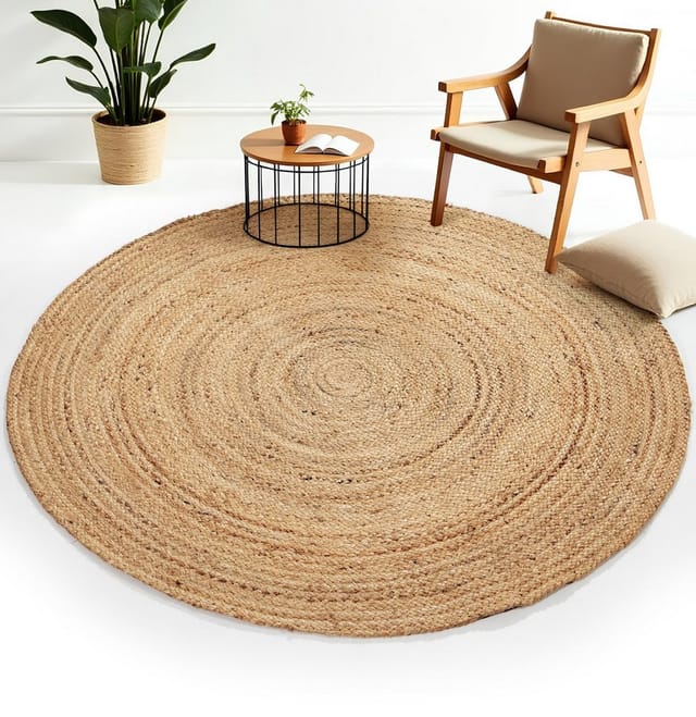 carpetfine Teppich Nele Juteteppich Naturfaser, rund, Höhe: 6 mm, geflochtener Wendeteppich aus 100% Jute, quadratisch und als Läufer