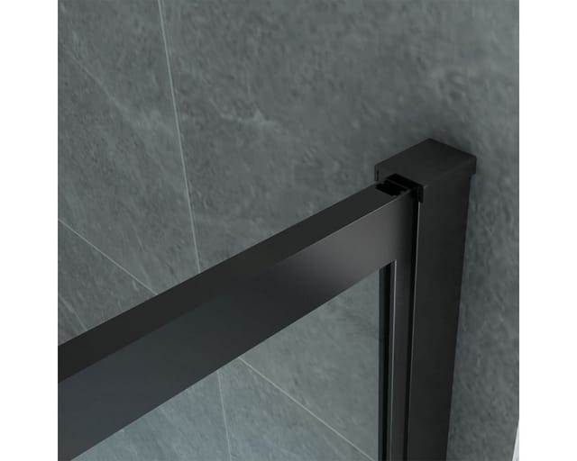 Aloni Walk-in-Dusche Duschwand 8mm ESG Sicherheitsglas, schwarz matt mit Nano-Beschichtung, Sicherheitsglas, für Fliesen oder Duschwanne, begehbare Duschabtrennung – 80x200 cm