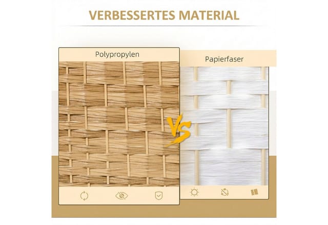 HOMCOM Paravent Faltbar Raumtrenner Stellwand Sichtschutz (Raumteiler, 6 St., Trennwand), für Wohnzimmer 270 x 180 cm Naturholz