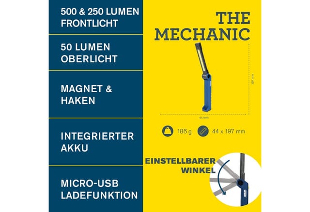 Rapid Arbeitslicht The Mechanic LED Arbeitsleuchte Akku 500lm Magnet Werkstatt 5001733