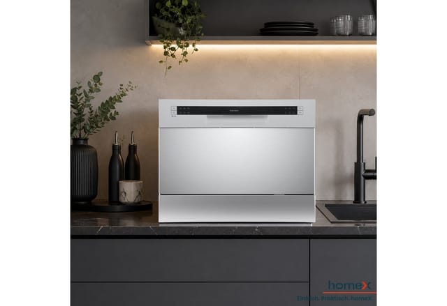 homeX Tischgeschirrspüler GST6AD-S, 7 l, 6 Maßgedecke, Mini Spülmaschine, Geschirrspüler klein, 6 Programme, 6 Gedecke, 47 dB