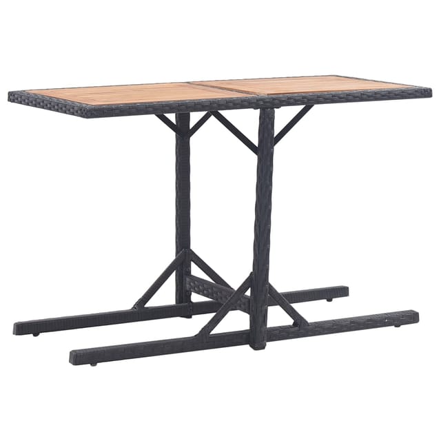 Gartentisch Schwarz Massivholz Akazie Und Poly Rattan