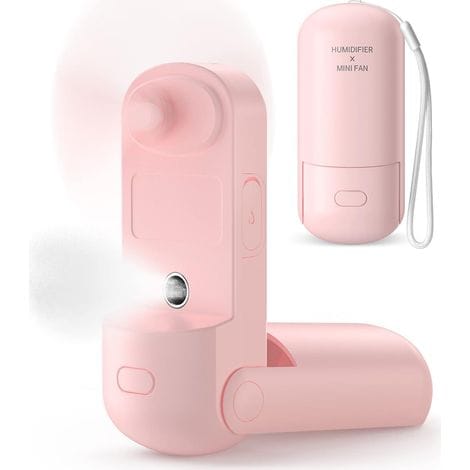 Mini-tragbarer Sprühventilator, Usb-aufladbar, Faltbar (rosa)