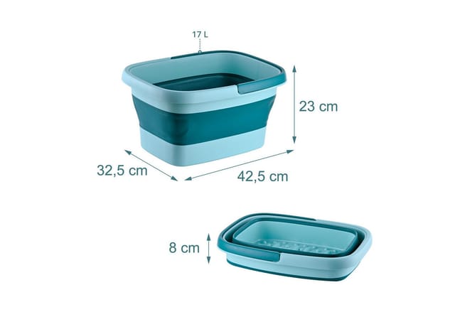 Relaxdays Fußbadewanne, Faltbar, Noppen, Henkel, Hxbxt: 23 X 42,5 X 32,5 Cm, Wanne Für Fußbad, Fußpflege, Türkisblau