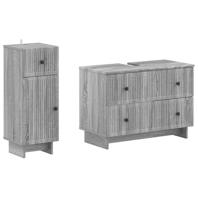 2-teiliges Badezimmer Schrank Set Ede Sonoma-grau Holzwerkstoff Vidaxl