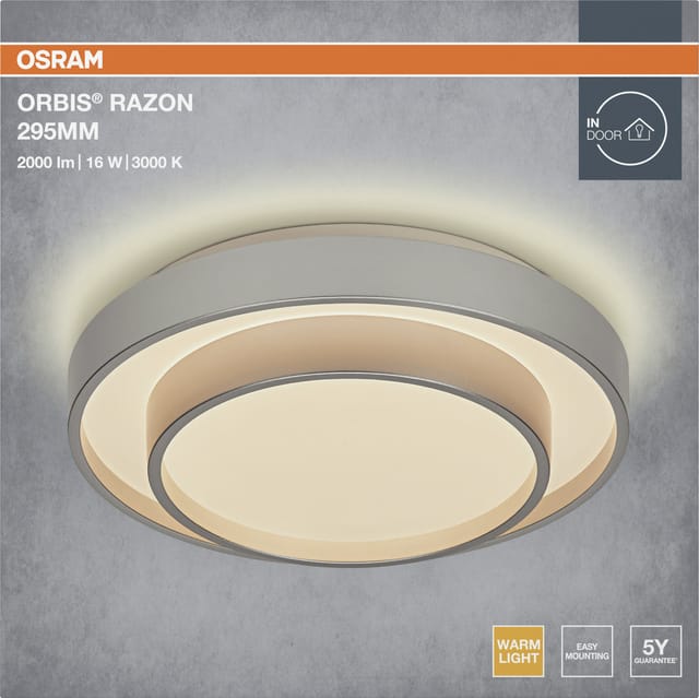 Osram LED-Deckenleuchte Orbis Razon Ø 29,5 cm 16 W silber warmweiß