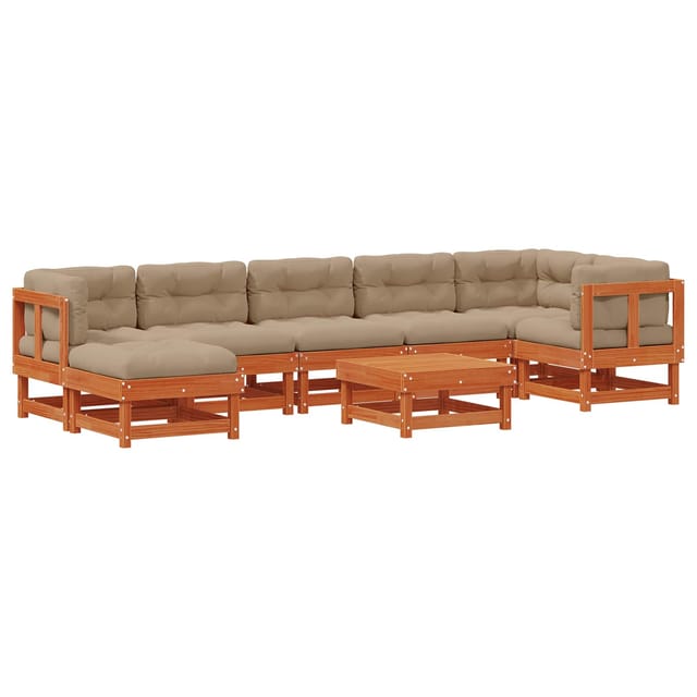 vidaXL Garten-Lounge-Set 8 Stk Wachsbraun Massives Kiefernholz 3418069