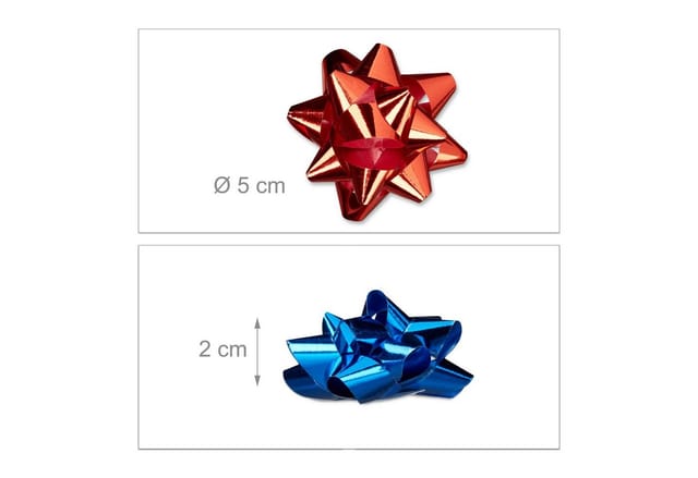 Relaxdays Geschenkschleifen 200er Set Polypropylen Bunt Selbstklebend 2 cm x 5 cm x 5 cm, 1 g
