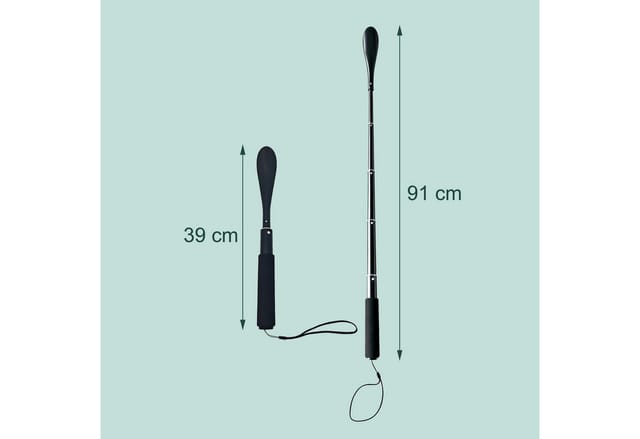 Relaxdays Schuhlöffel Aluminium Schwarz Ausziehbar Rutschfest 39 cm bis 91 cm