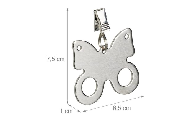 Relaxdays Tischdeckenbeschwerer Schmetterling Edelstahl Silber 16er Set 7,5 cm x 6,5 cm x 1 cm 40 g