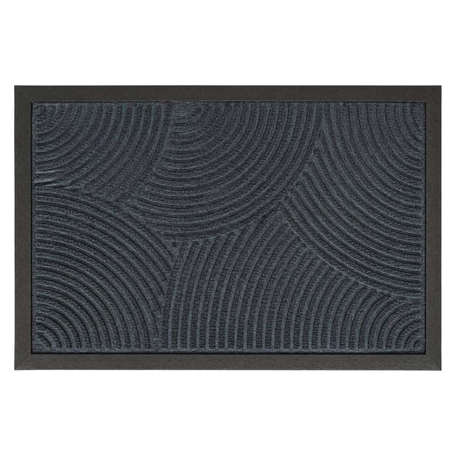 Relaxdays Fußmatte Polypropylen Grau Wellen Rutschfest 60 cm x 40 cm x 1 cm 1,4 kg