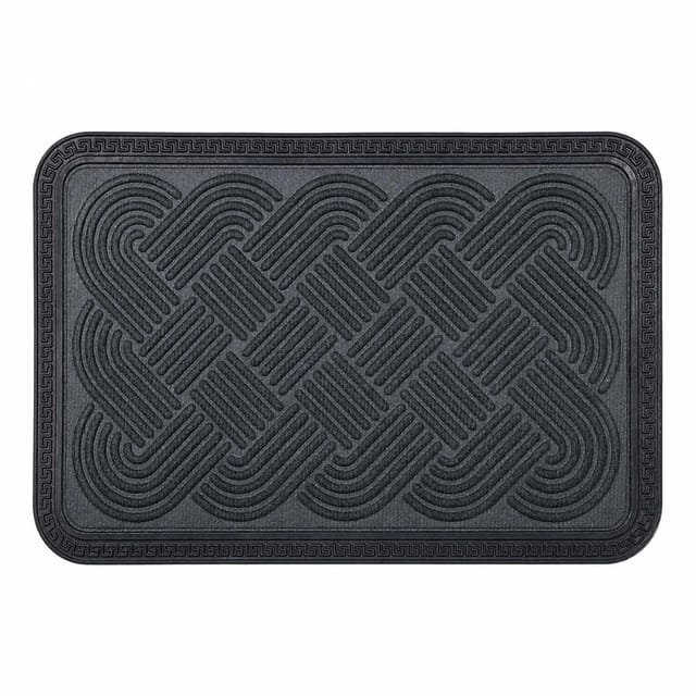 Relaxdays Fußmatte Polypropylen Grau Knoten Rutschfest 60 cm x 40 cm x 1 cm 1,4 kg
