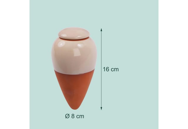 Relaxdays Bewässerungskegel Keramik Beige mit Deckel 2er-Pack 350 ml 16 cm x 8 cm