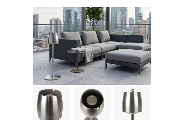Relaxdays Standaschenbecher Edelstahl Silber Höhenverstellbar 68 cm x 15 cm