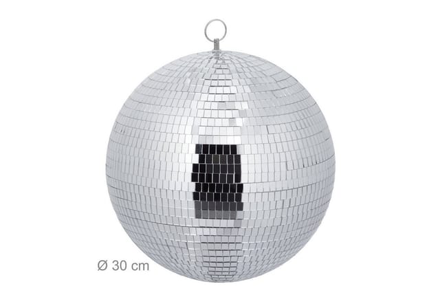 Relaxdays Discokugel Glas Silber mit Öse Ø 30 cm 1,1 kg