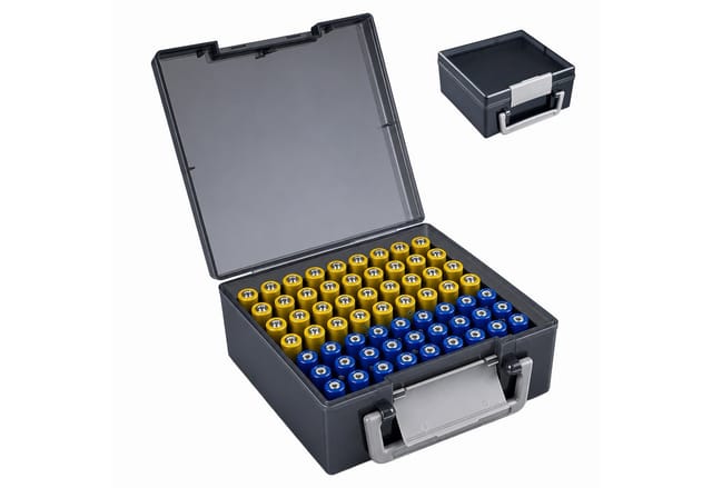 Relaxdays Batteriebox Polypropylen Grau 72-Fächer für AA und AAA