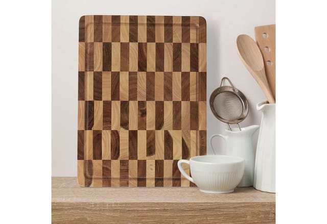 Relaxdays Schneidebrett Akazienholz Braun Saftrille 40 cm x 30 cm x 3 cm 2,4 kg
